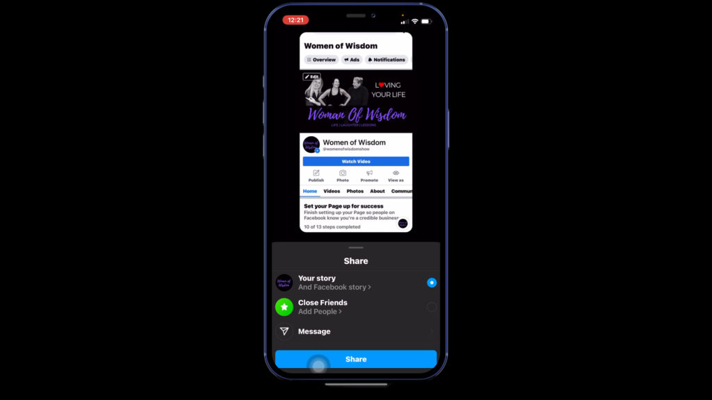 Share Instagram Story to Facebook
